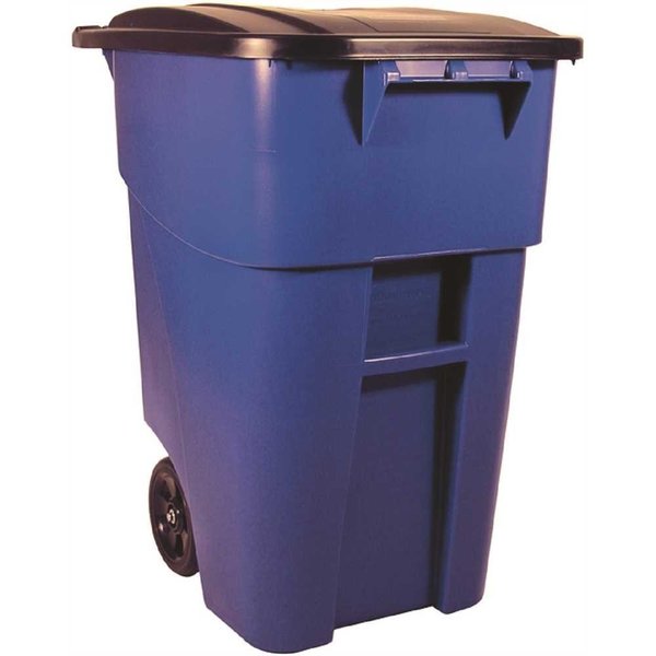 Rubbermaid BRUTE 50 Gal. Blue Rollout Trash Can with Lid FG9W2700BLUE